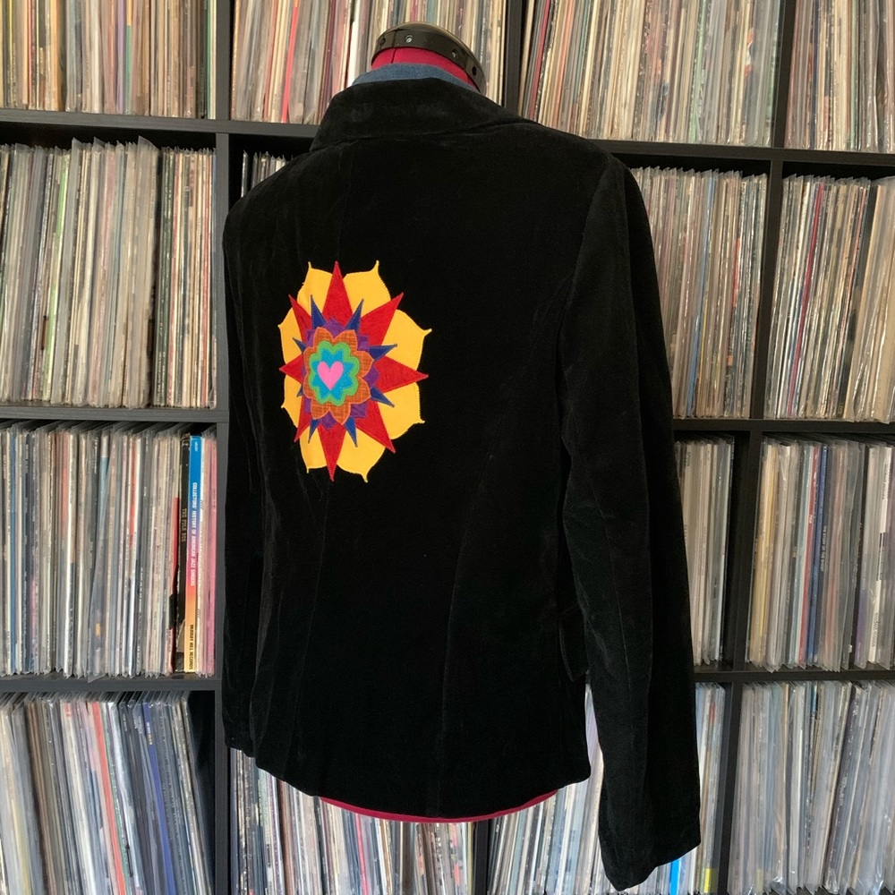 Black Velvet Blazer Mandala Patchwork Patch Love L - image 7